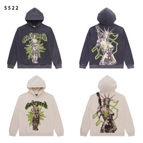 Godspeed Rock Street Retro Washed Distressed Printed Terry Hoodie-4574  